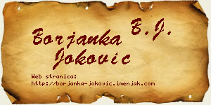 Borjanka Joković vizit kartica